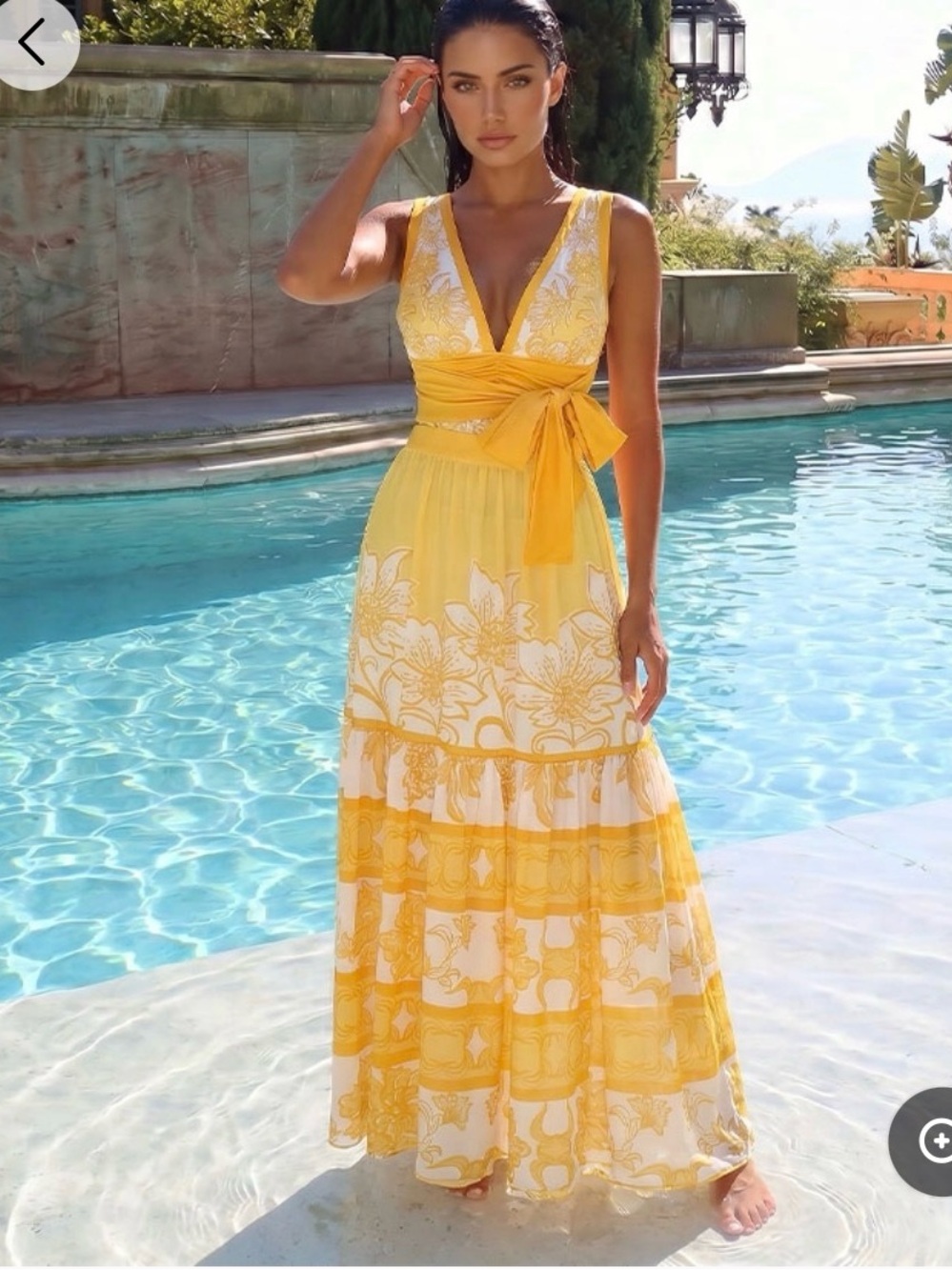 Yellow Floral Lace One-Piece bathing suit and Skirt Set